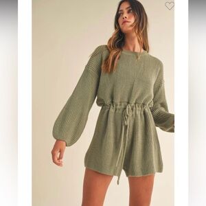 Mable The Catherine Romper Green Sweater Shorts Anthropologie Size S/M EUC